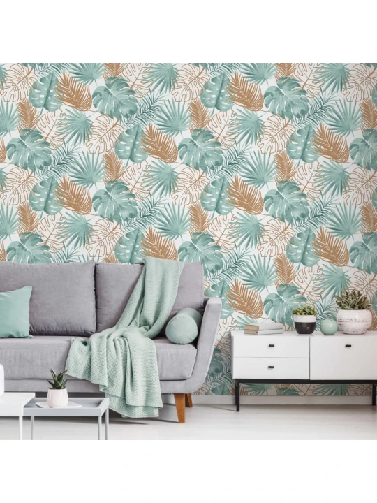 DUTCH WALLCOVERINGS Tapetai, žalios spalvos, su monstera lapais