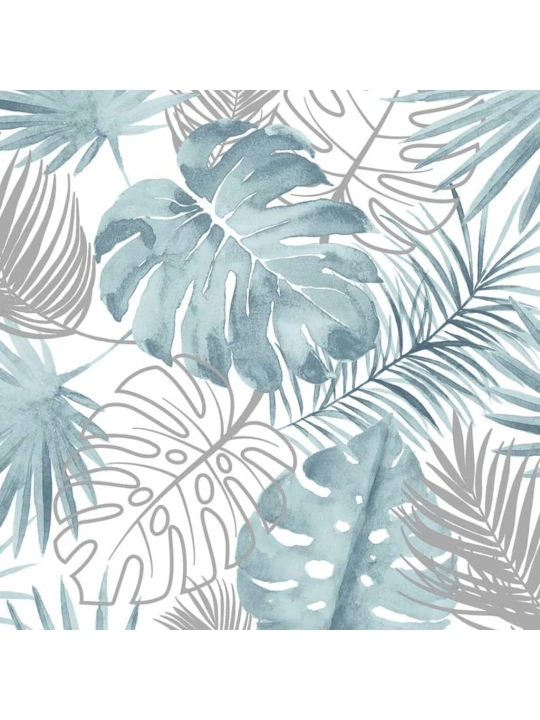 DUTCH WALLCOVERINGS Tapetai, mėlynos spalvos, su monstera lapais
