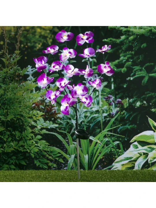 HI Saulės energija įkraunamas sodo LED šviestuvas-orchidėja, 75cm