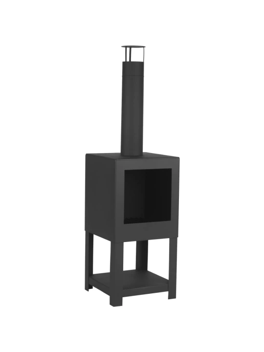 Esschert Design Lauko židinys su vieta malkoms, juodos spalvos, FF410