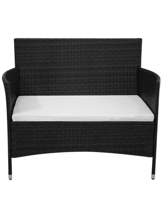Sodo suoliukas, 90 cm, poliratanas, juodas