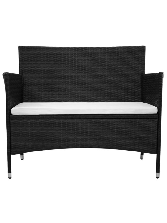 Sodo suoliukas, 90 cm, poliratanas, juodas