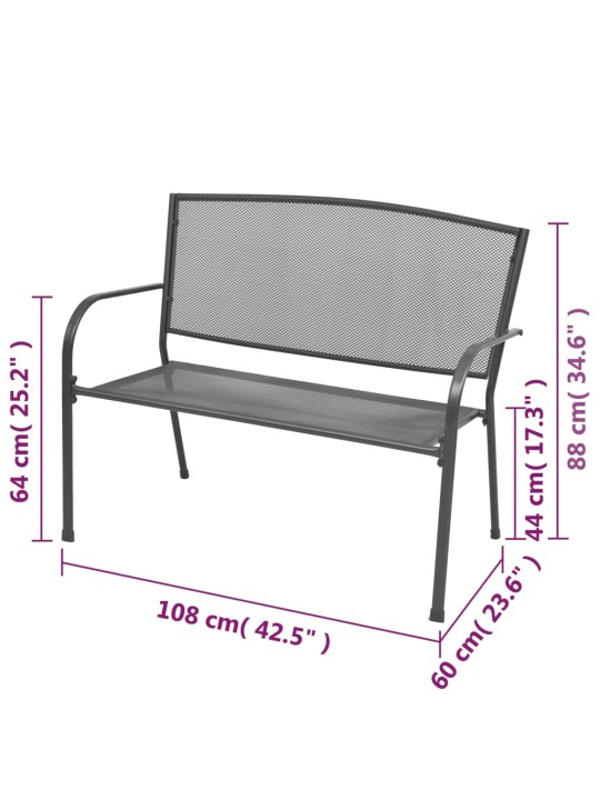 Sodo suoliukas, 108 cm, plienas ir tinklelis, antracito spalvos