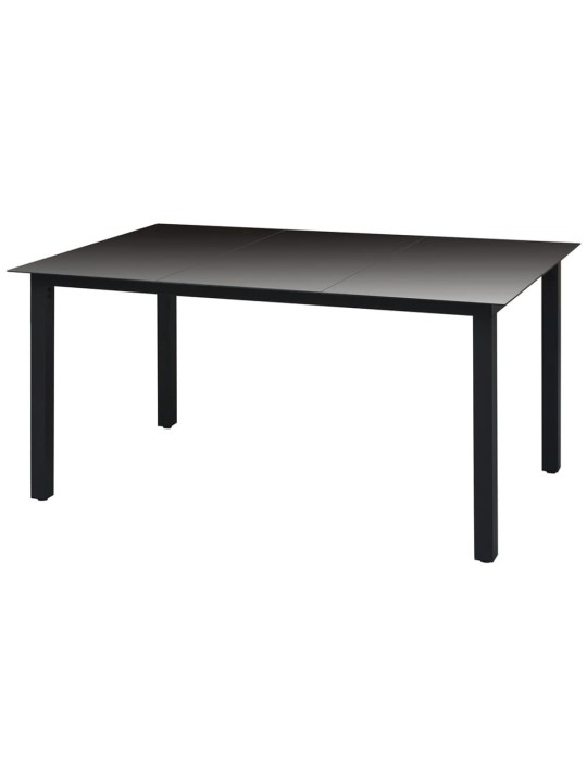 Sodo stalas, juodas, 150x90x74cm, aliuminis ir stiklas