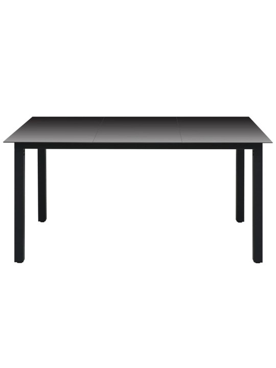 Sodo stalas, juodas, 150x90x74cm, aliuminis ir stiklas