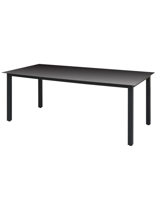 Sodo stalas, juodas, 190x90x74cm, aliuminis ir stiklas