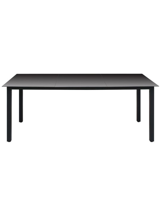 Sodo stalas, juodas, 190x90x74cm, aliuminis ir stiklas