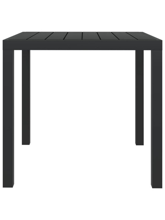 Sodo stalas, juodas, 80x80x74cm, aliuminis ir WPC