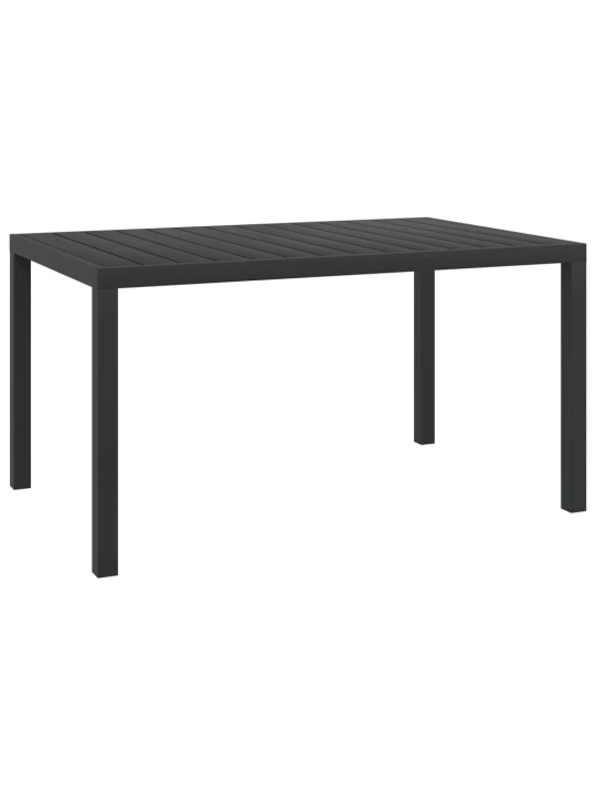Sodo stalas, juodas, 150x90x74cm, aliuminis ir WPC