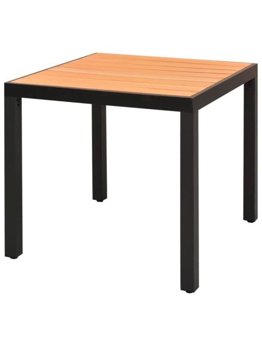 Sodo stalas, rudas, 80x80x74cm, aliuminis ir WPC