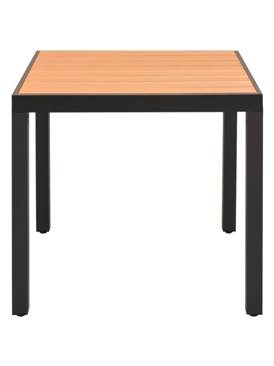 Sodo stalas, rudas, 80x80x74cm, aliuminis ir WPC