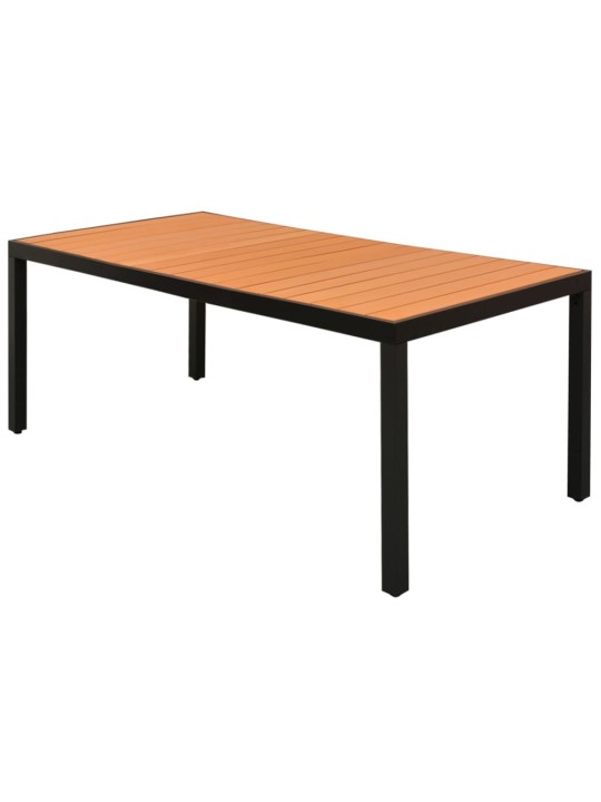 Sodo stalas, rudas, 185x90x74cm, aliuminis ir WPC