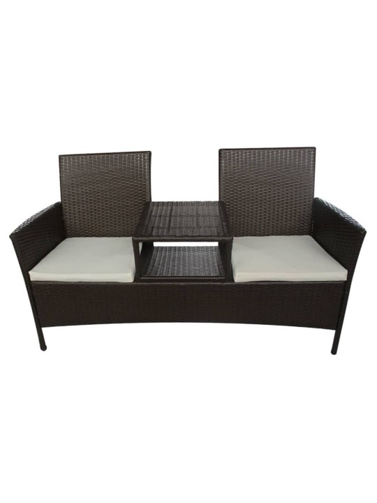 Sodo sofa su arbat. staliuku, ruda, dvivietė, poliratanas