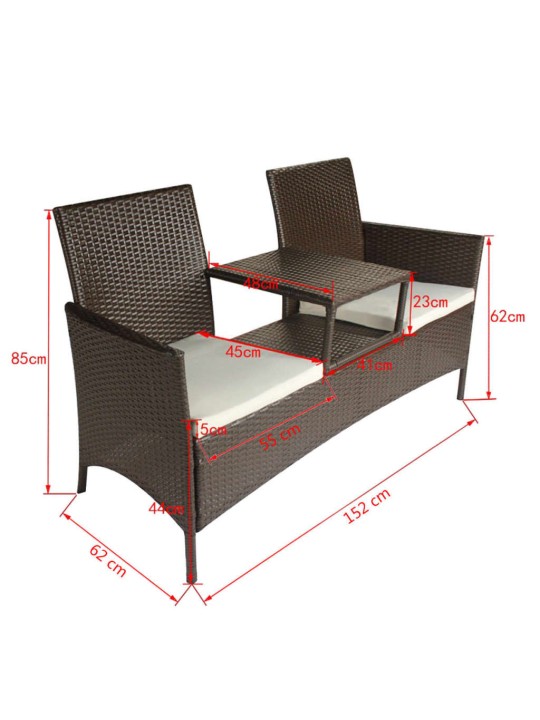 Sodo sofa su arbat. staliuku, ruda, dvivietė, poliratanas