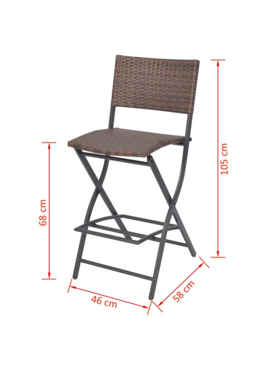 Sulankst. bistro baldų kompl., 3d., rudas, polirat. ir plien.