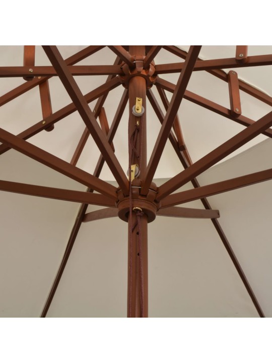 Skėtis nuo saulės, dvig. stog., 270x270cm, med. kotas, balkšvas