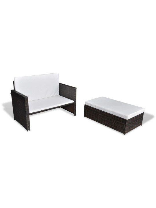Sodo sofa, ruda, poliratanas