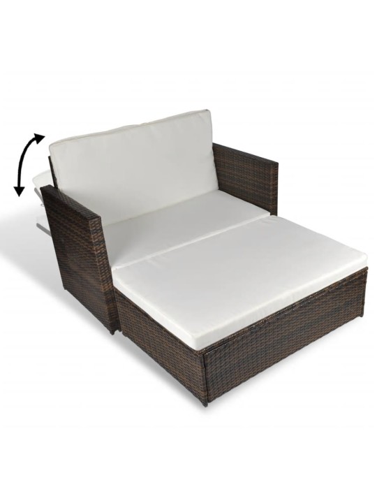 Sodo sofa, ruda, poliratanas