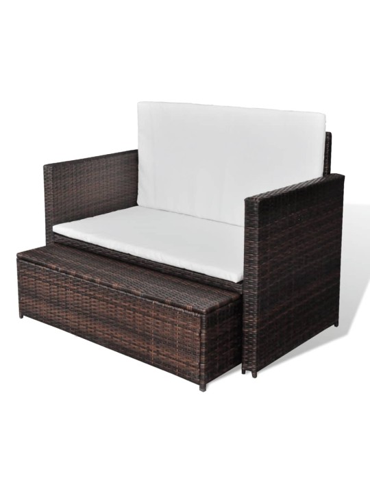 Sodo sofa, ruda, poliratanas