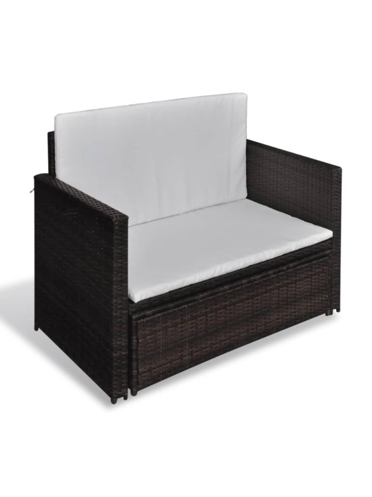 Sodo sofa, ruda, poliratanas