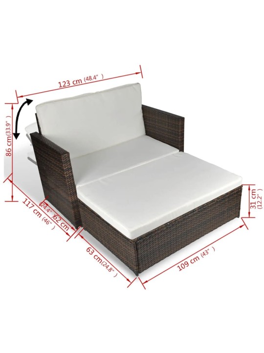 Sodo sofa, ruda, poliratanas