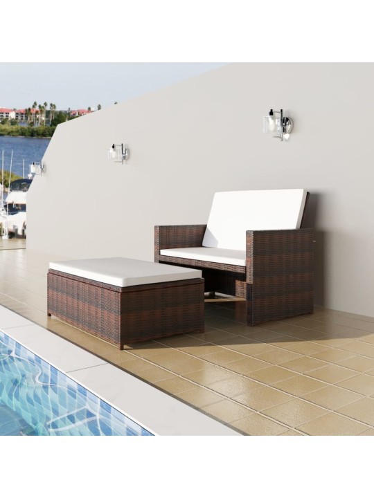 Sodo sofa, ruda, poliratanas