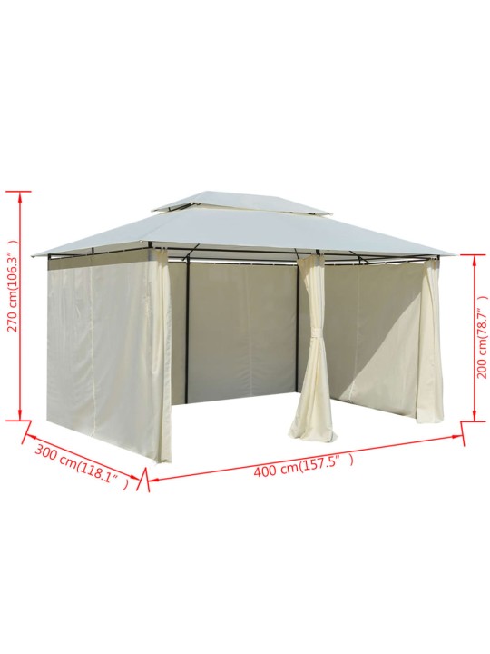 Sodo palapinė su užuolaidomis, 4x3m, balta