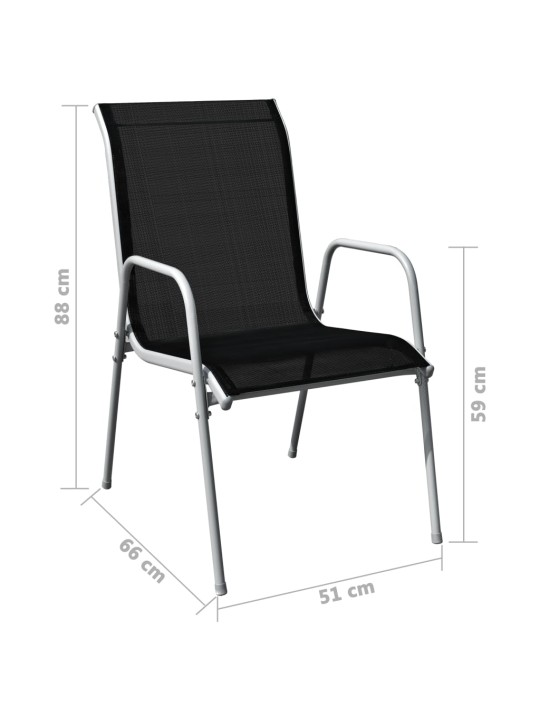 Lauko valgomojo baldų komplektas, 5d., juodas, plienas