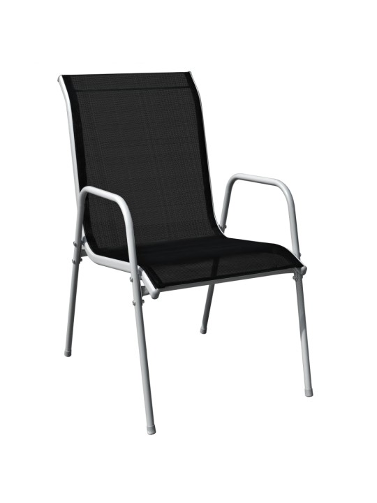 Lauko valgomojo baldų komplektas, 5d., juodas, plienas