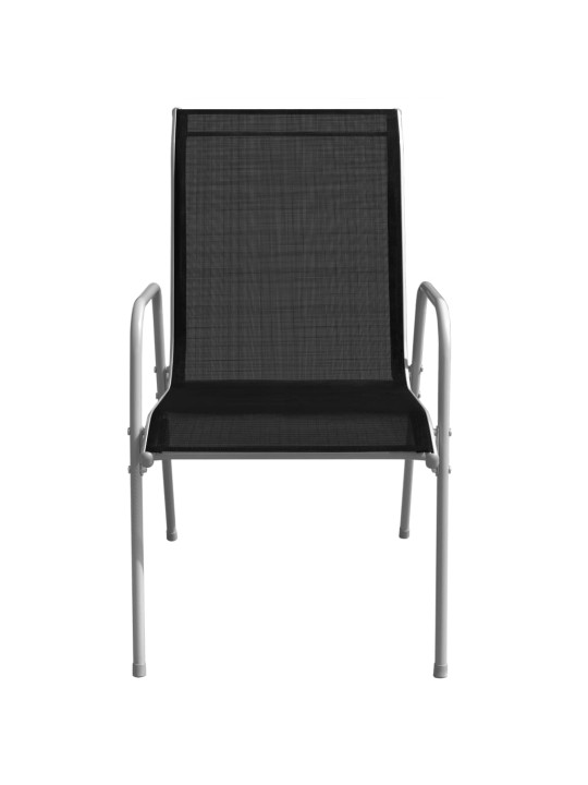 Lauko valgomojo baldų komplektas, 5d., juodas, plienas