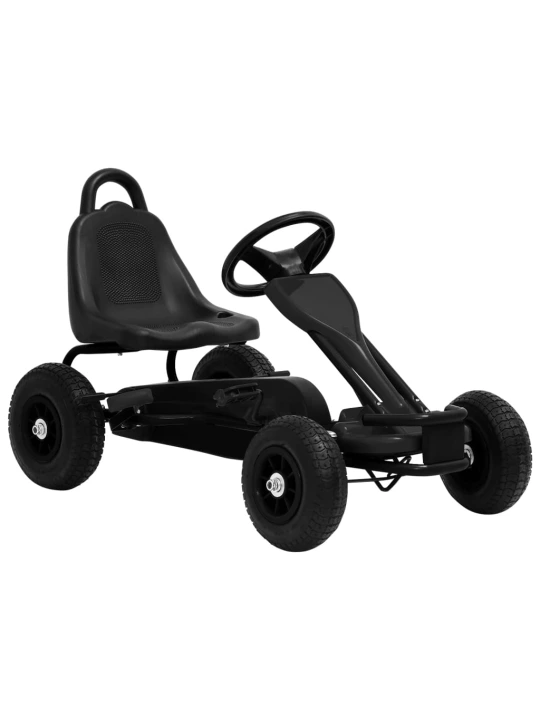 Pedalais minamas kartingas su pneumat. padangomis, juodas