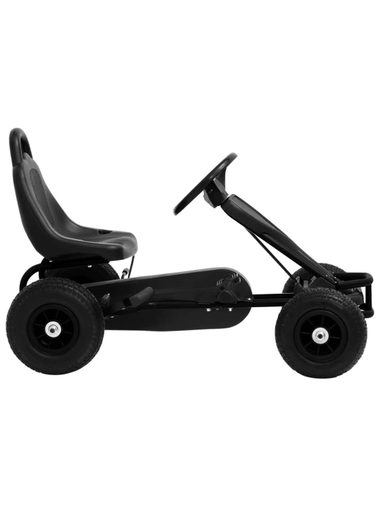 Pedalais minamas kartingas su pneumat. padangomis, juodas