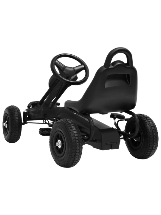 Pedalais minamas kartingas su pneumat. padangomis, juodas