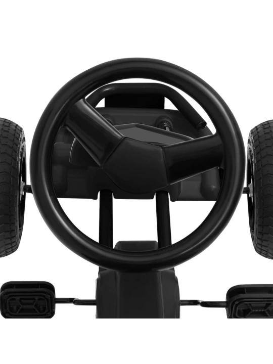 Pedalais minamas kartingas su pneumat. padangomis, juodas