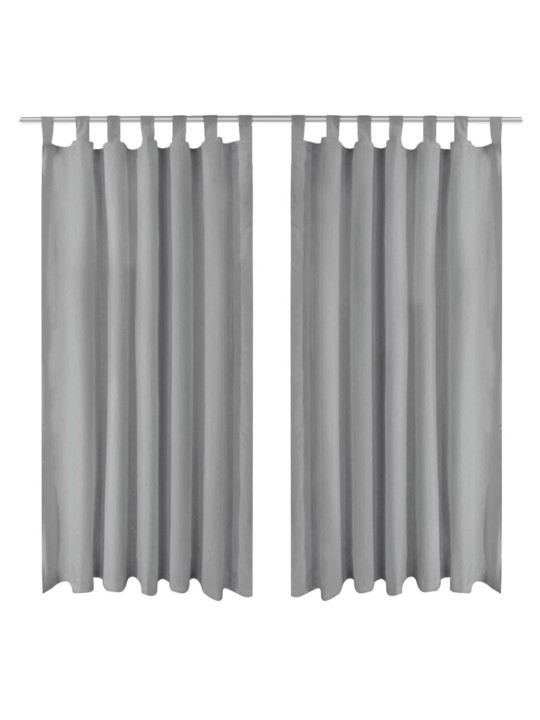 Mikro satino užuolaidos su kilpomis, 2vnt., 140x245cm, pilkos