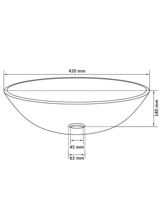 Praustuvas iš grūdinto stiklo, 42 cm, matinis