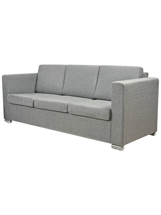 Trivietė sofa, šviesiai pilkos spalvos, audinys