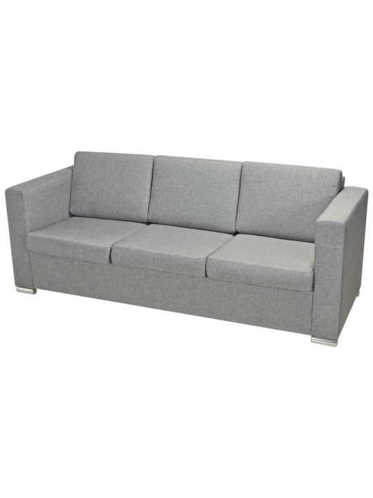 Trivietė sofa, šviesiai pilkos spalvos, audinys
