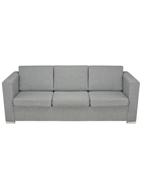 Trivietė sofa, šviesiai pilkos spalvos, audinys