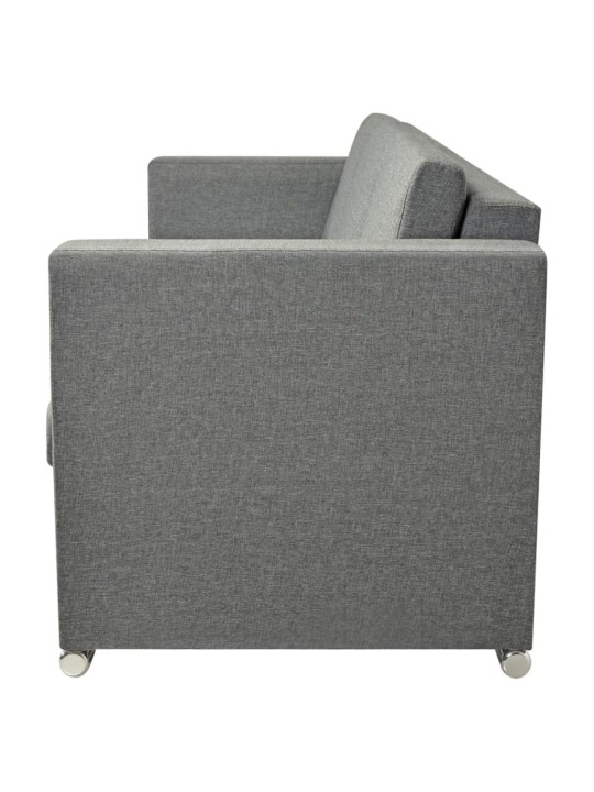 Trivietė sofa, šviesiai pilkos spalvos, audinys