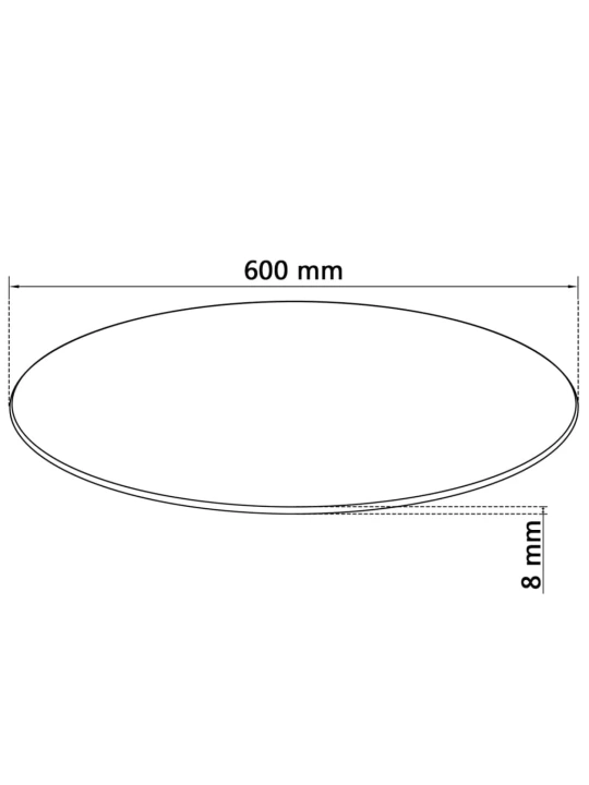 Stalviršis, grūdintas stiklas, apvalus, 600 mm