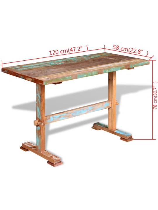 Valgomojo stalas, perdirbtos medienos masyvas, 120x58x78 cm
