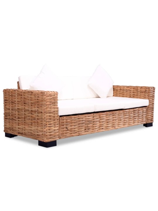 Trivietė sofa, natūralus ratanas