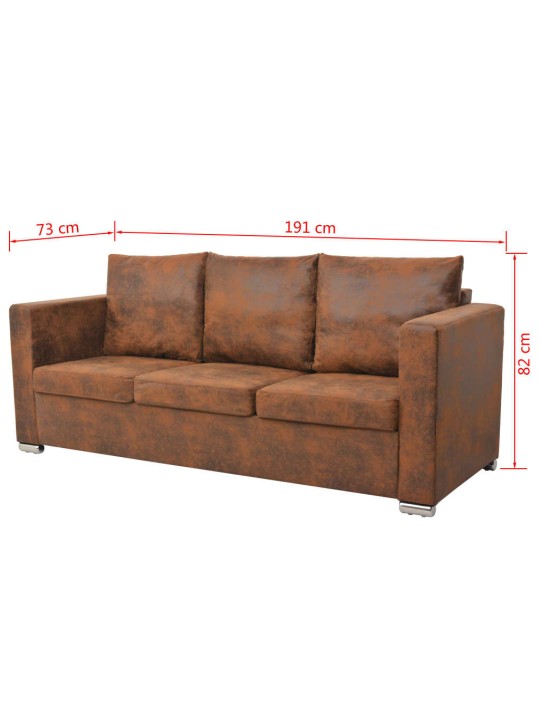 Trivietė sofa, 191x73x82cm, dirbtinė zomšos oda
