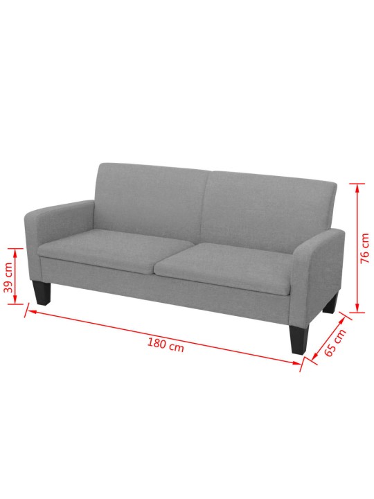 Trivietė sofa, 180x65x76, šviesiai pilka
