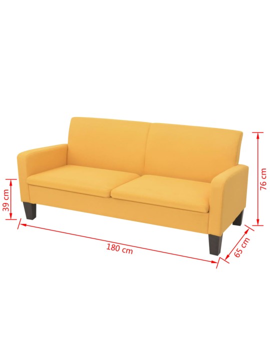 Trivietė sofa, 180x65x76, geltonos spalvos