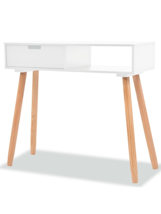 Konsolinis stalas, masyvi pušies mediena, 80x30x72cm, balta