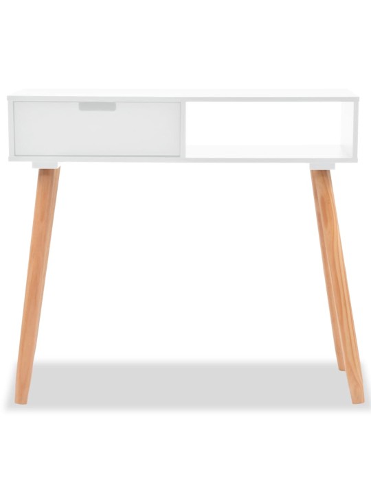Konsolinis stalas, masyvi pušies mediena, 80x30x72cm, balta