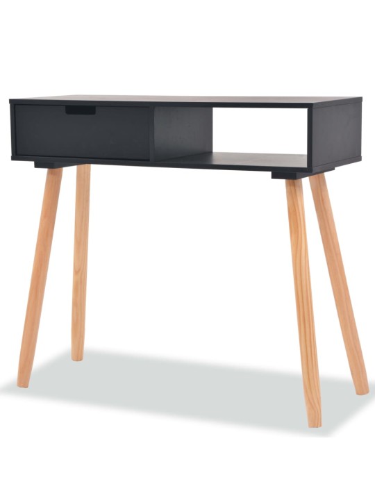 Konsolinis stalas, masyvi pušies mediena, 80x30x72cm, juoda