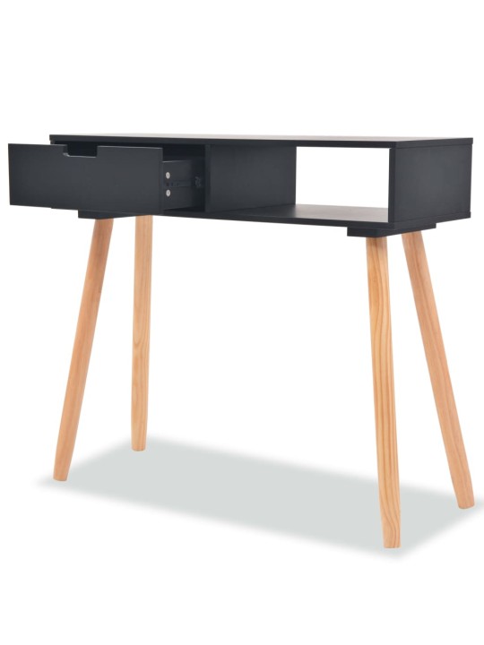 Konsolinis stalas, masyvi pušies mediena, 80x30x72cm, juoda